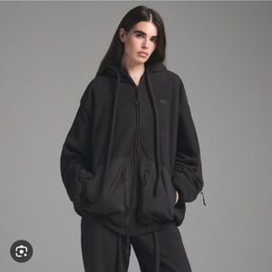 SKIMS Lounge FLEECE OVERSIZED HOODIE Zip Up Jacket S Storm BLACK